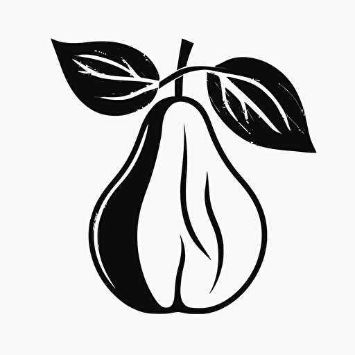 iconic logo of pearmock which is a pear fruit. black and white. pearmock is an online platform for consulting and product management mock interviews. design a minimalistic logo. black vector, on white background v5