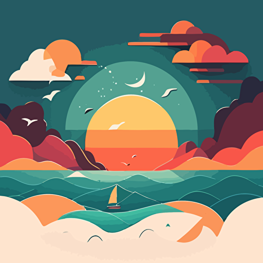 The Ocean category features vector images related to the sea, oceanic life, and coastal landscapes. Dive into a world of underwater creatures, beach scenes, sailing boats, and tropical islands. Explore the serene beauty and vibrant colors of the ocean through this collection of AI-generated vector images.