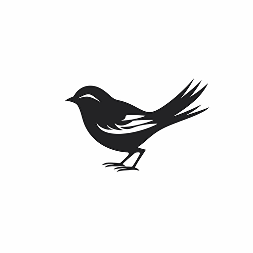 modern minimal iconic logo of a sparrow, black vector, on white backgrounds.