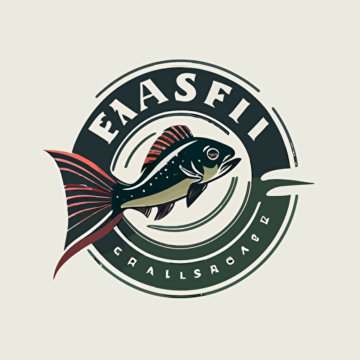 vector logo fish seafood on white background few colors clean flat minimalistic