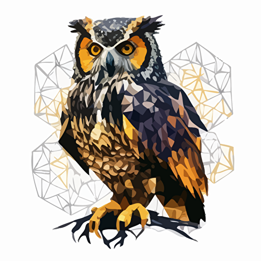 owl hexagon lineart, vector art, onecolor