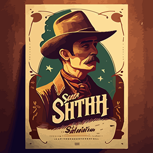 affiche, illustration, shérif, western, style 1800, flat, vectorized