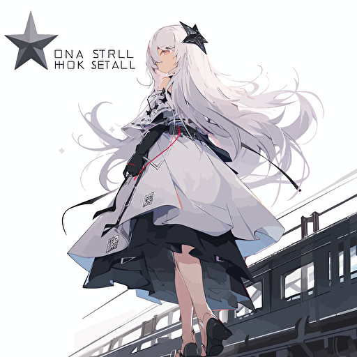 Anime style honkai star rail, minimalistic, flat, vector design, white background