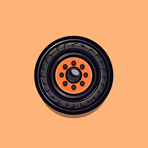 An emblem logo of a cute car tire . flat vector minimal