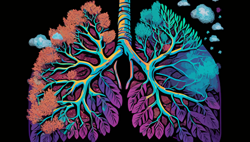 cystic fibrosis awareness month, vector drawing, colorful, lungs