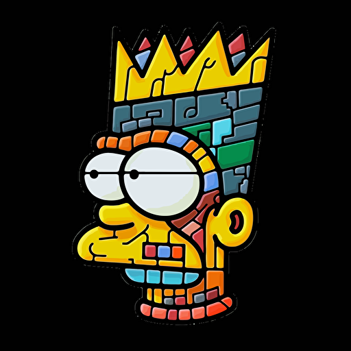 Picasso style Bart Simpson face. Close up. Highly detailed. Vector image. Drawing. Black background. 16k.
