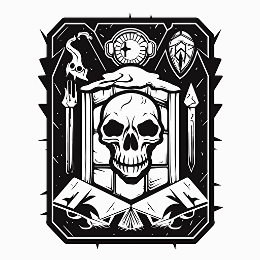 dark fantasy health icon, in the style of trading card game, vector art, black and white