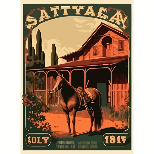 vector poster, city stable, usa, western, 1900