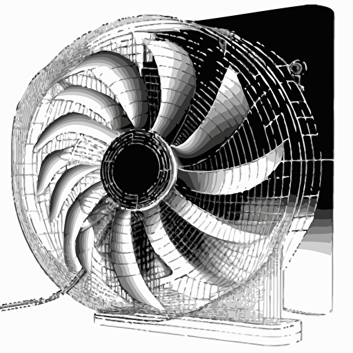 digital line vector drawing of cooling fan