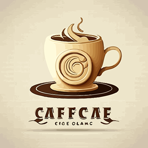 logo minimalista de taza de café, fondo crema, color café, vector,