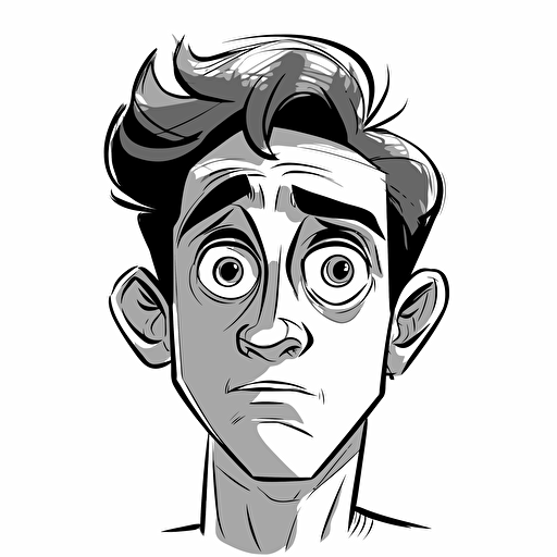 a cartoon illustrated vector image, shading of a persons head and face, detailed. Nothing else