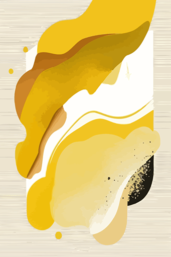 Mustard yellow and beige watercolour abstract, Minimalist, vector, contour