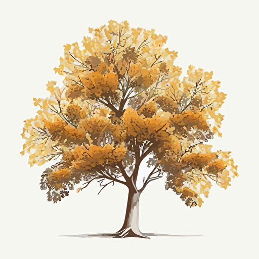 scientific drawing of maple tree, white background, vector art
