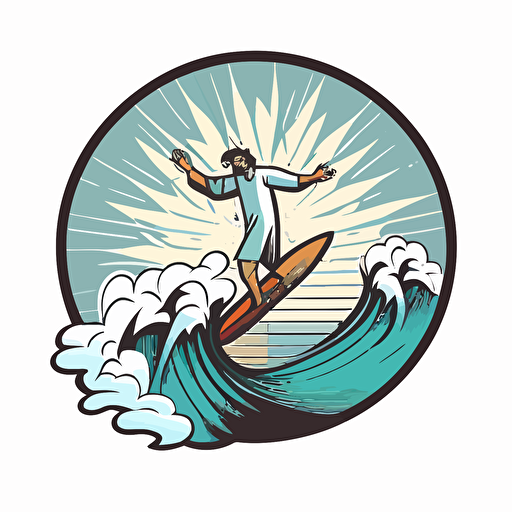simplistic cartoon christian surfing vector logo with no text