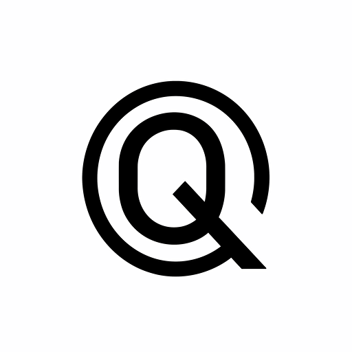 Bold & modern iconic logo of letter 'Q' for Quotela , black vector on white background