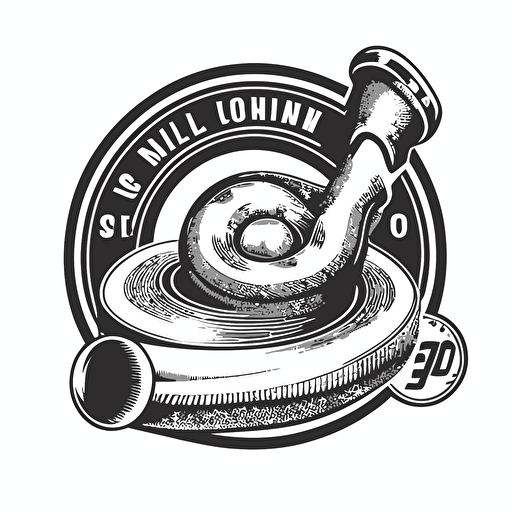vector illustration in black and white of a curling snake logo