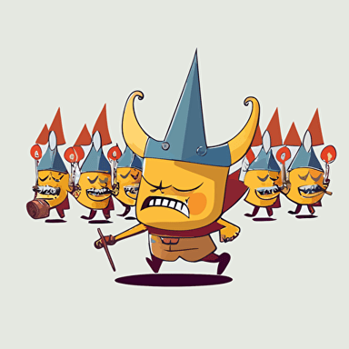 imp in a parade, vector logo, vector art, emblem, simple cartoon, 2d, no text, white background