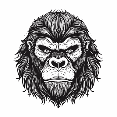 a vector doodle logo of a gorilla