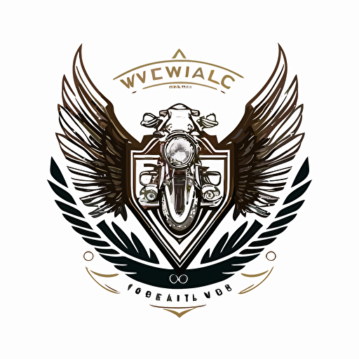 a minimal vector logo design for an exotic motorcycle club emblem, white background, prestigious, v 4