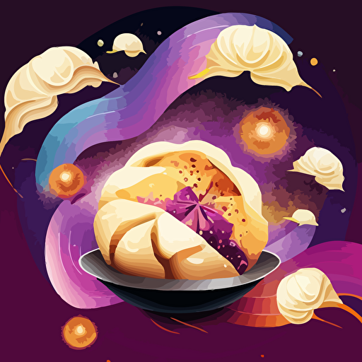 colorful vector art, xiao long bao, background galaxy, galaxy vector art