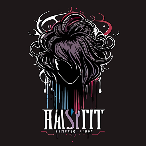 hair stylist logo,vector, drip style, dark color