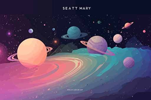 galaxy vector art, flat colors, pastel colors, minimalistic,