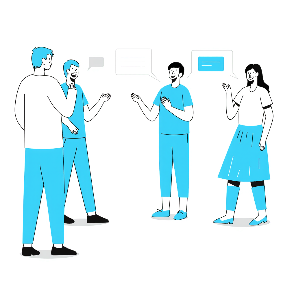 people talking at a party