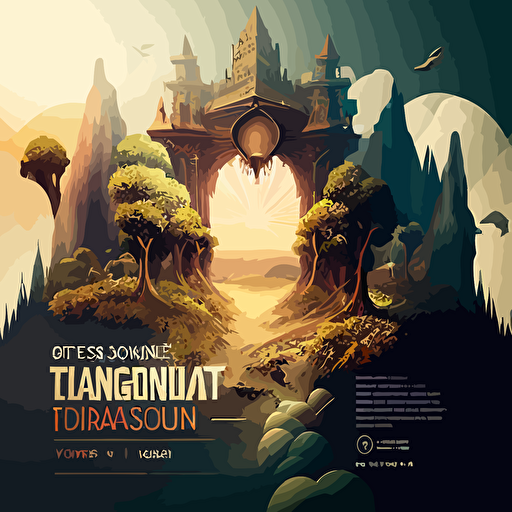 fantasy scene, global conference, vector art, event poster