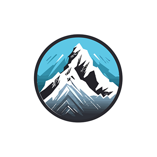 snowy mountain LOGO, black to ice blue, vector white background