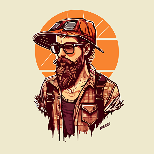 hipster solar installer, vector art, minimalistic