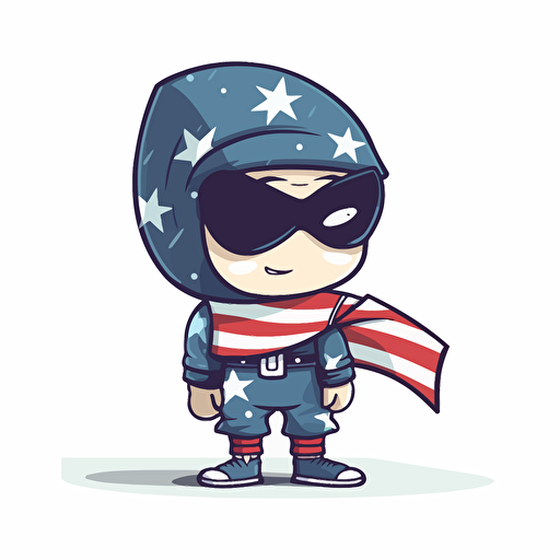 vector illustration of a cartoon-style ninja. his clothing is colored in the stars and stripes of the american flag.