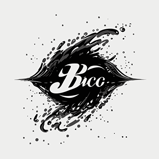 simple black and white water splash logo with 'BFC' in water splash logo vector abstract