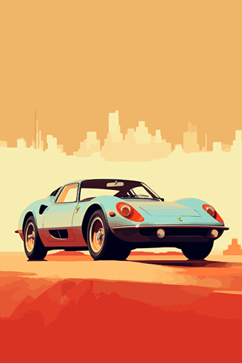 ferrari dino car poster 1970, minimalistic vector,