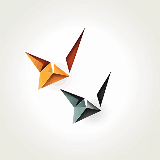 vector logo made simple shapes in paper crane ,2 color, abstrcat , paper,