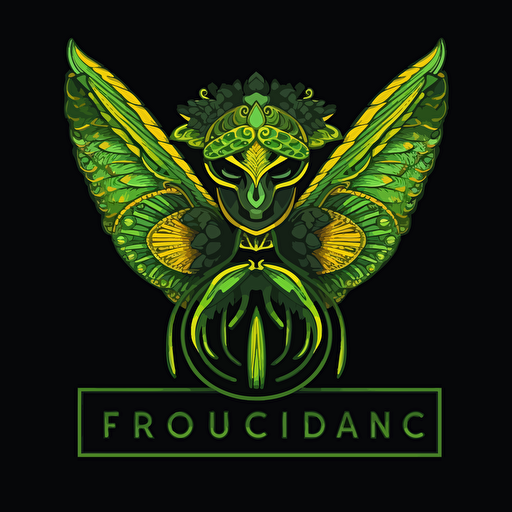 2d clothing logo in green and yellow vector on a black background with the name of the fashion consortium