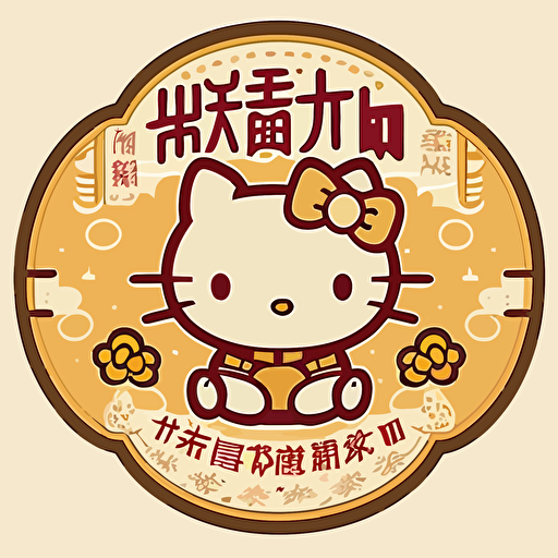 hello kitty logo of rabbit and mid-autumn festival vector style 2D illustrator,