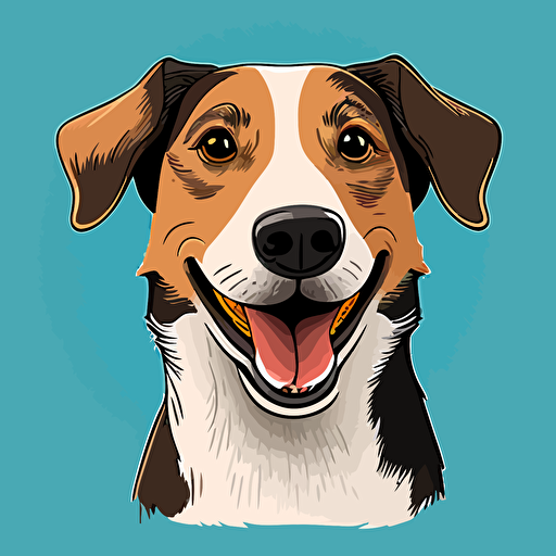 happy dog cartoon, digital rendering, avatar image, simple clean vector