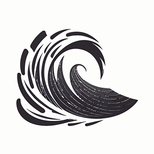 a wave, logo style, vector, black on white, flat