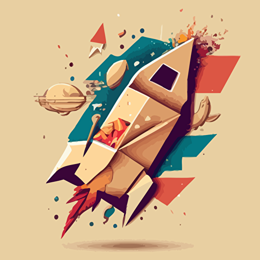 Rocket lunch with geometric line, vector