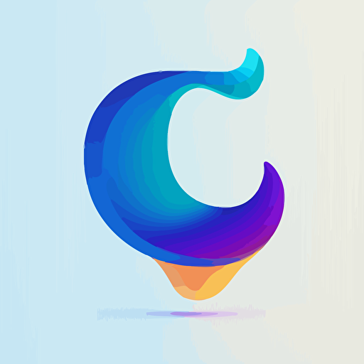 flat vector logo of "C", gradient, blue genie, simple minimal, by Ivan Chermayeff