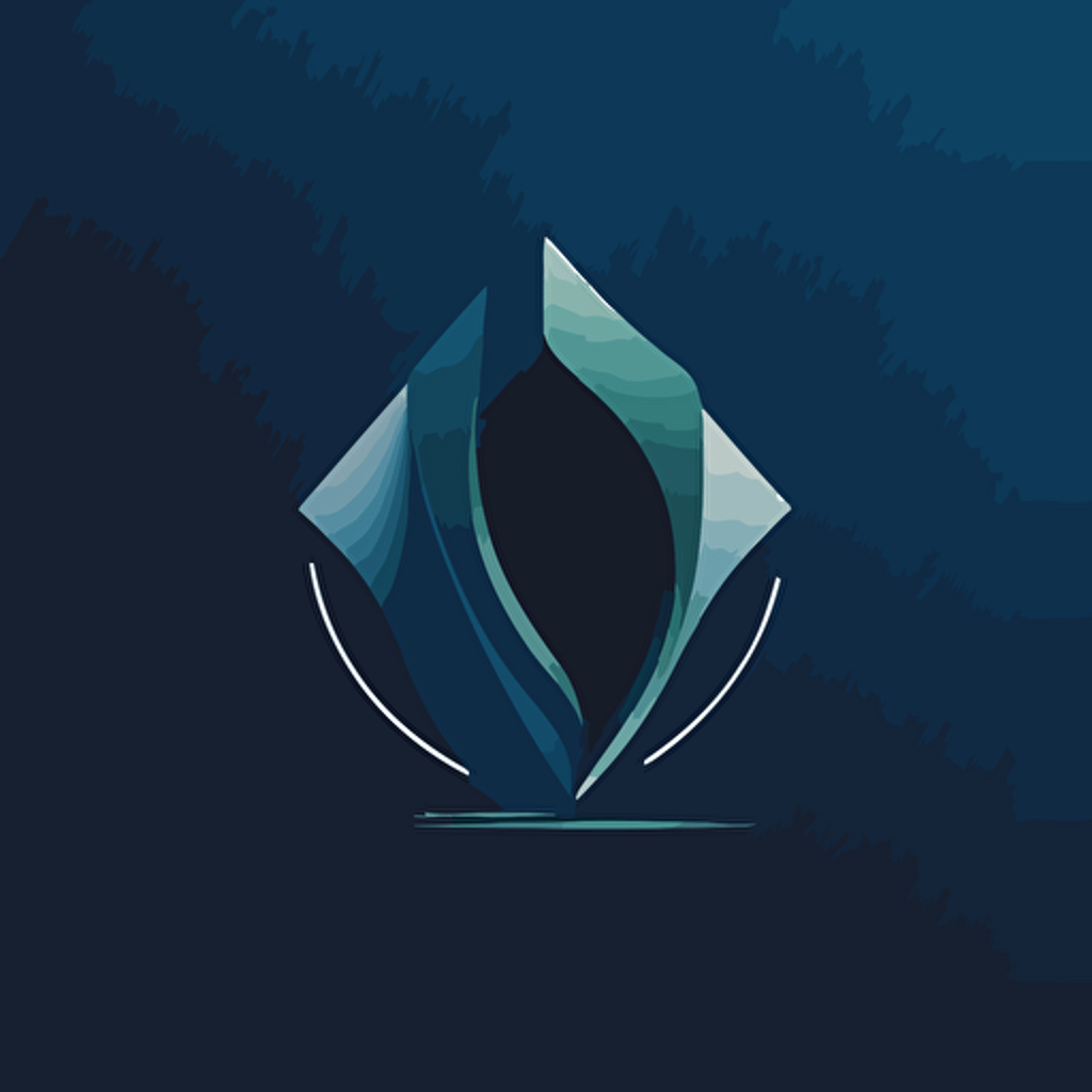 A clean, elegant logo for a company with abstract geometric shapes, blue in colour. SVG, flat shading, solid background, vector illustration.