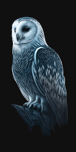 minimalistic logo of snow owl, flat art vector:: blue::1 silver color::1