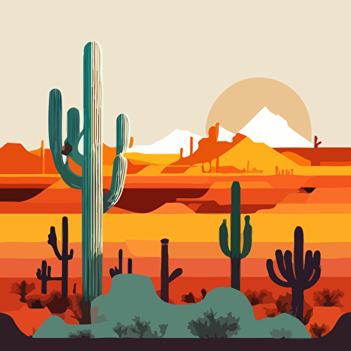 minimalism landscape digital art of Arizona. Use of vectors and minimalist color palette