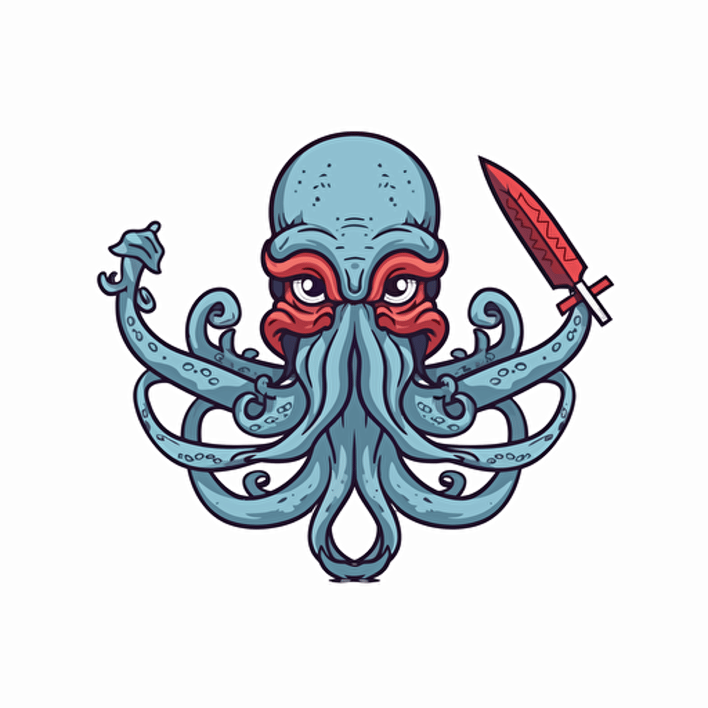 simple image of an angry octopus holding a trident, no background vector image