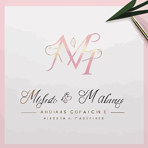 Simple and professional logo for a feminine law firm called "M&F" with capital letters cursive, it needed to look like a signature, a very professional logo, a simple clean logo, white background, single-line balance logo, vector logo, pink gold logo