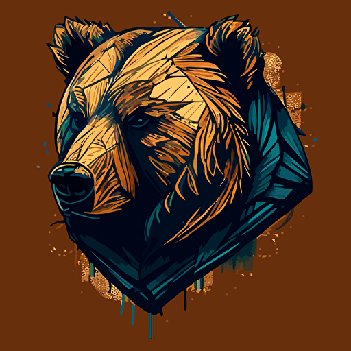 neo traditional simplistic grizzly bear vector design