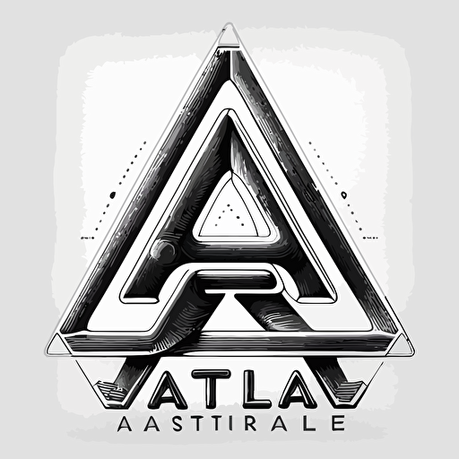 triple A logo in line, futurist, symetric, pencil sketch style vector black color