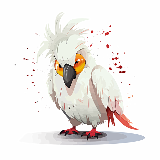 embarrassed cockatoo with no feathers, design, funny, 2d, vector, white background