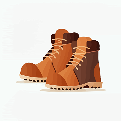 flat minimalist vector illustration of 2 brown mediavel boots on a white background