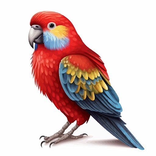 Rosella bird looking straight in the camera, white bg, vector